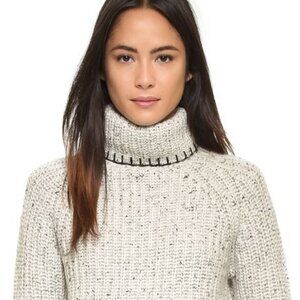 Club Monaco 100% Cashmere AMORAY Sweater Blanket Stitch Turtleneck SMALL